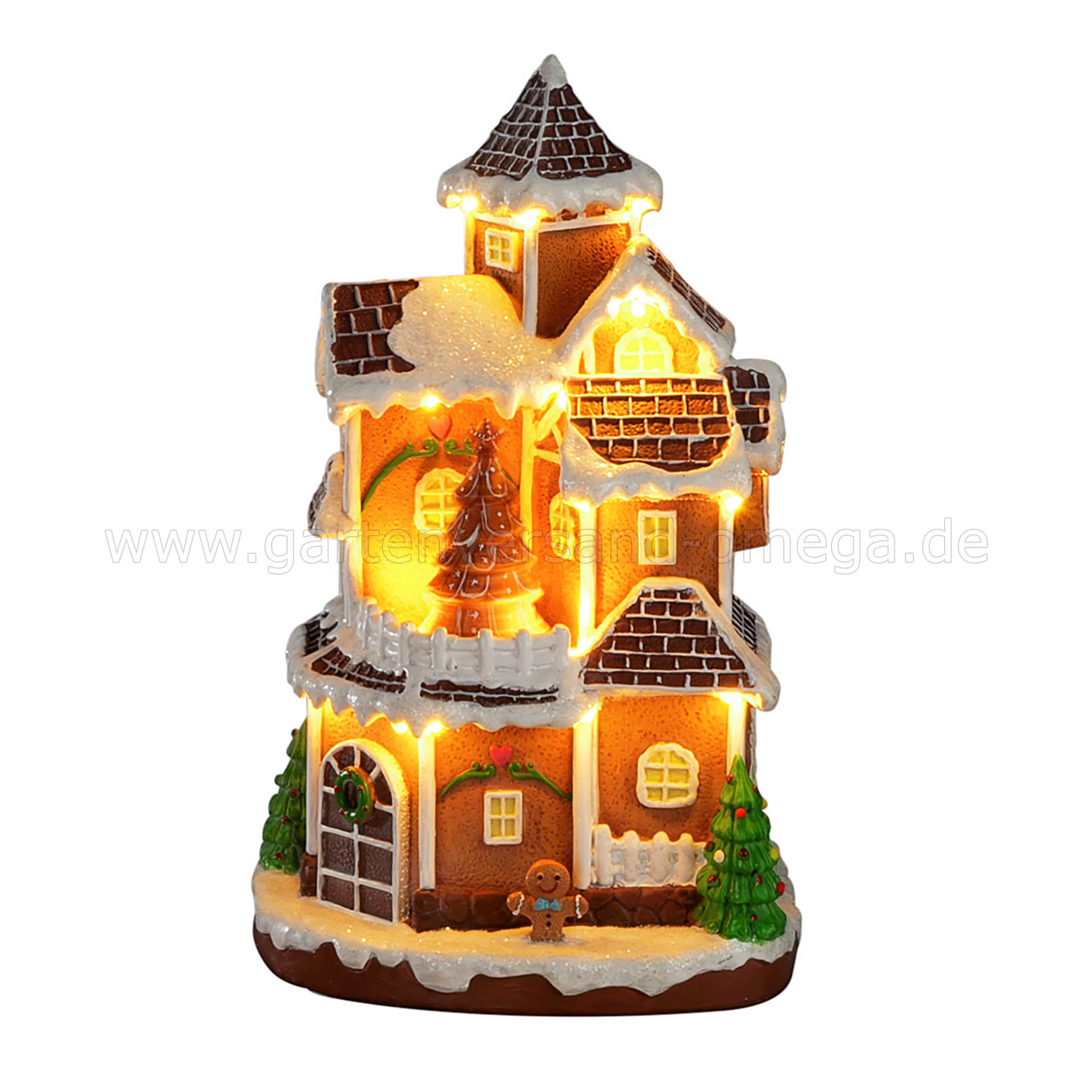 LED-Fiberoptikhaus Lebkuchenhaus mit rotierendem Weihnachtsbaum