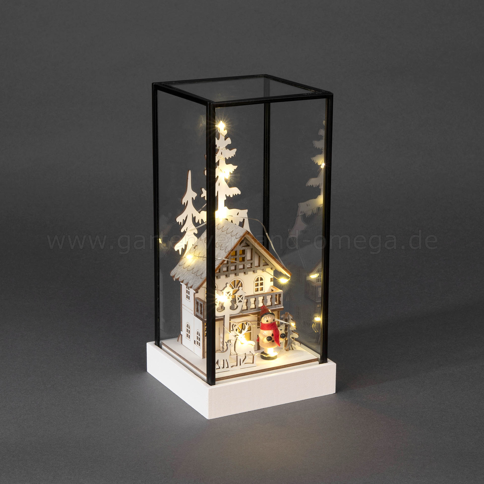 LED-Glaslaterne Winterhaus