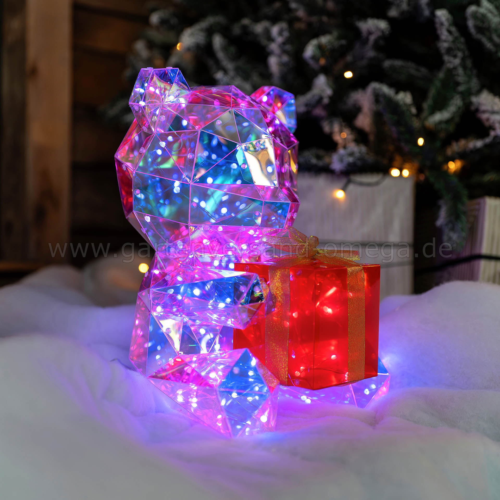 Gestaltungsidee Kristalloptik 3D Bär mit RGB-LEDs