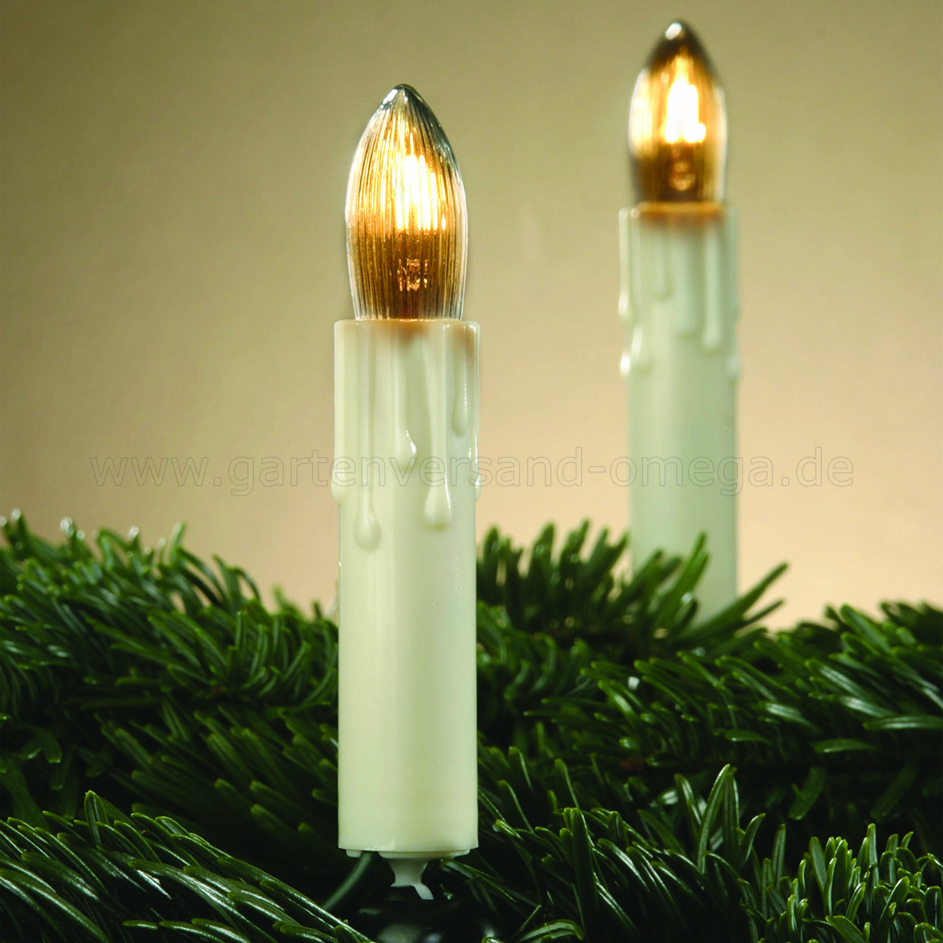 Christbaumkerzenkette Elfenbeinfarben