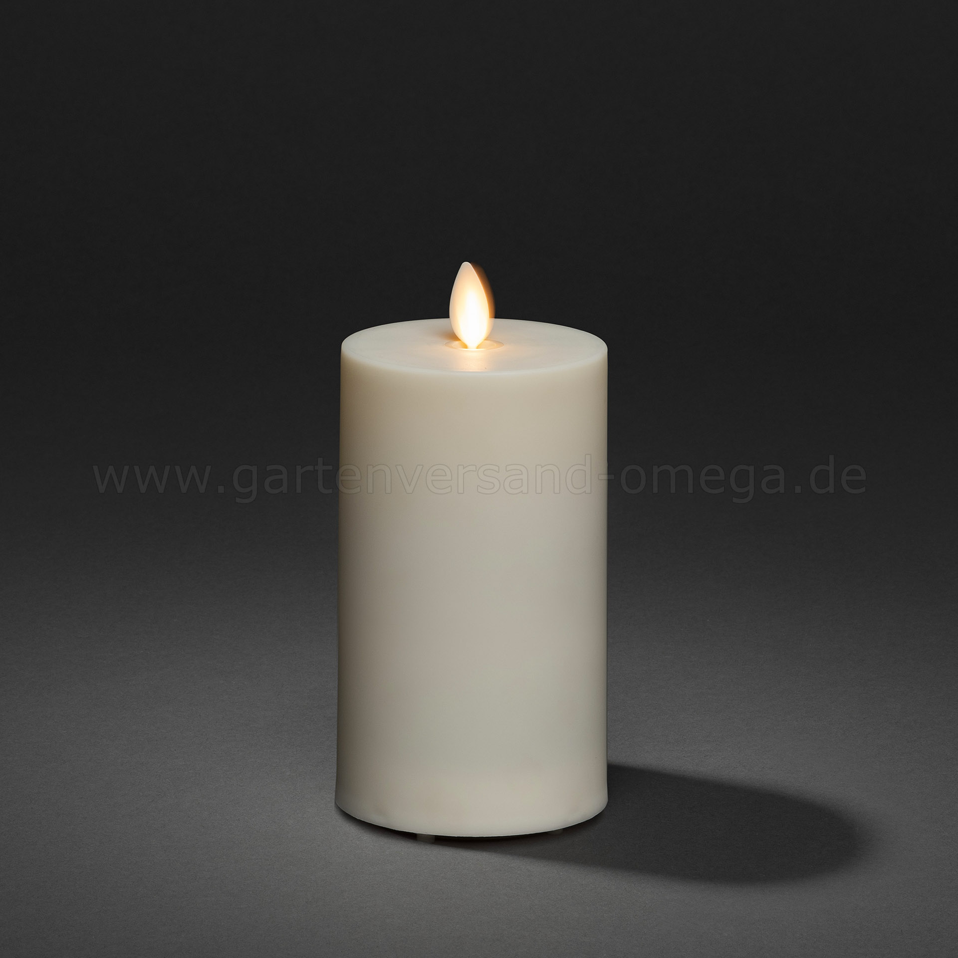 LED-Kerze für Außen Cremeweiß mit 3D Flamme 18cm