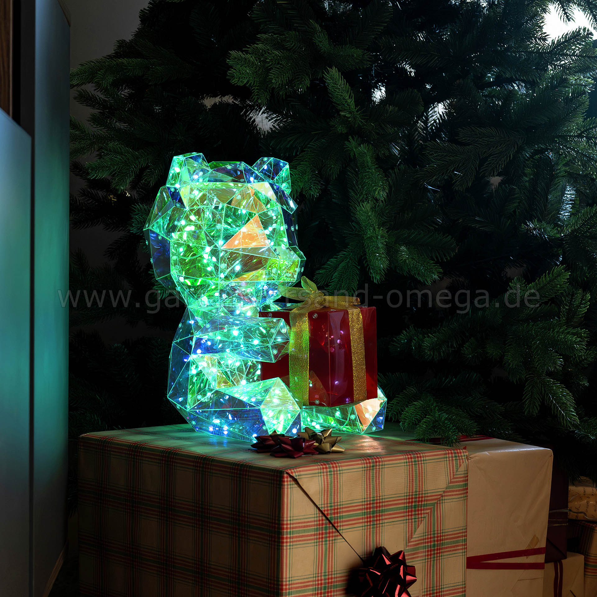 Anwendungsbeispiel Kristalloptik 3D Bär mit RGB-LEDs