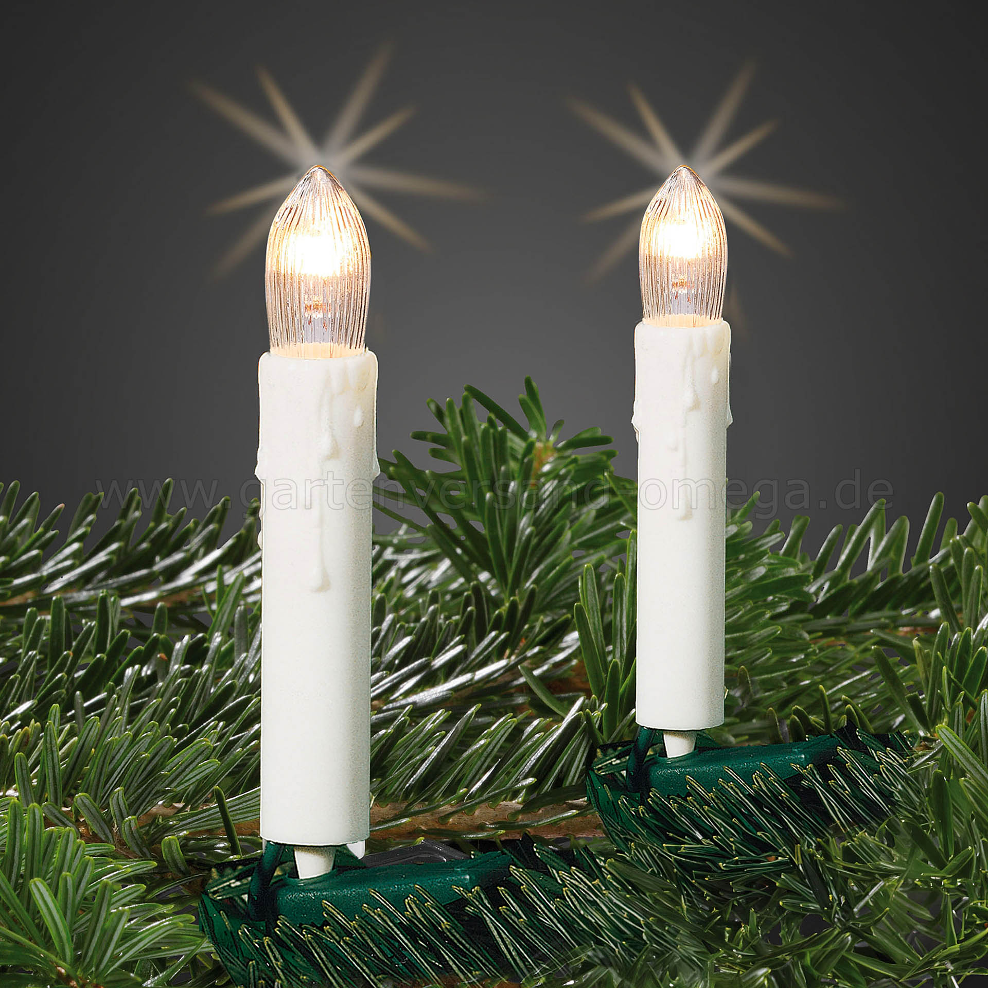 Christbaumkerzenkette mit Wachstropfen Weiß