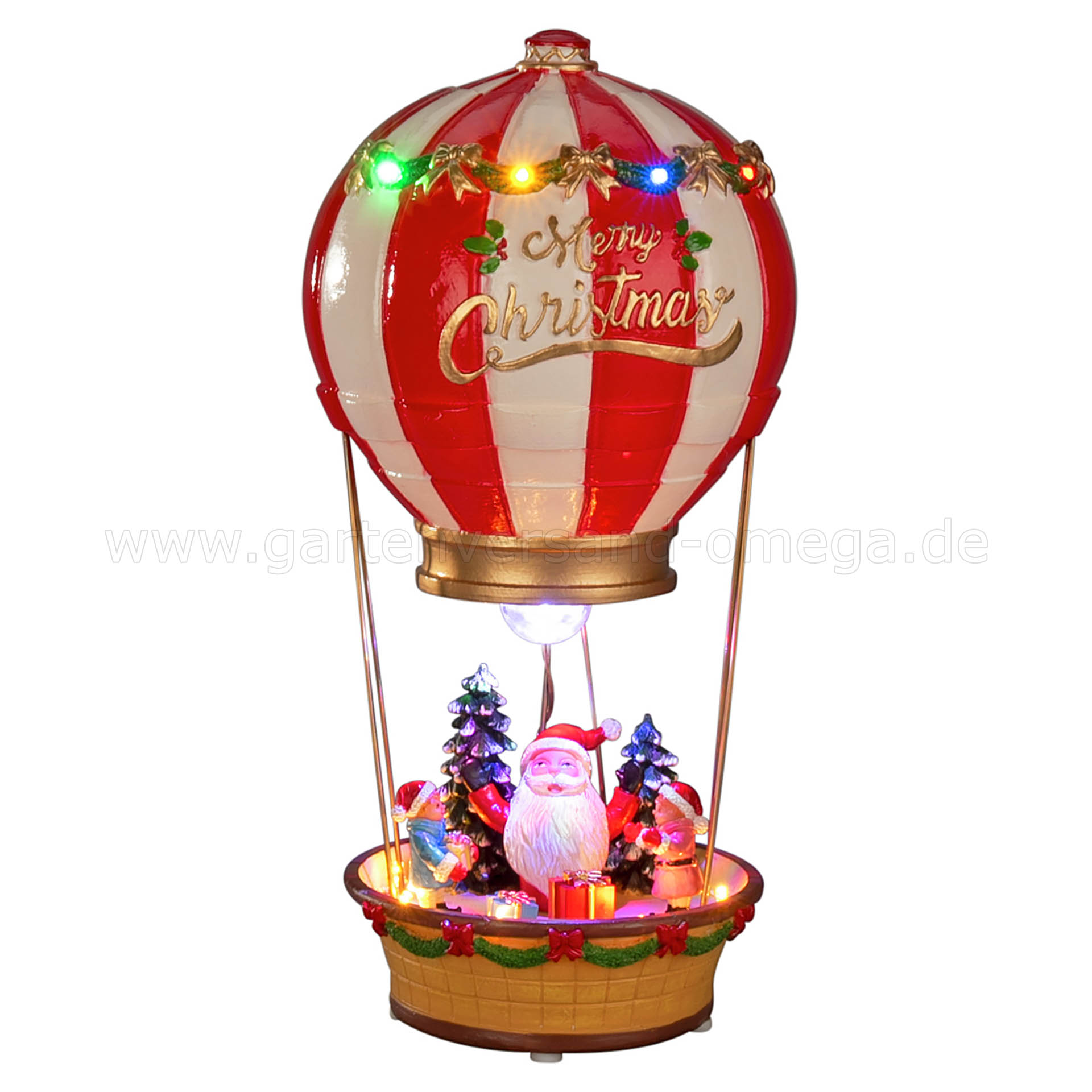 LED Szenerie Heißluftballon mit Weihnachtsmann und Timer