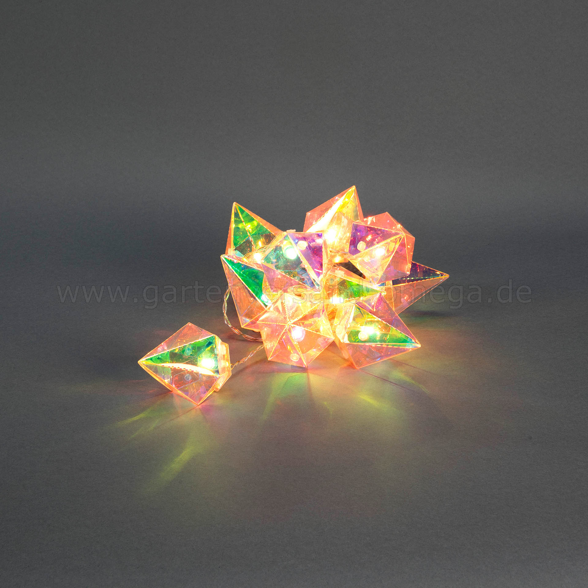 Dekolichterkette mit Diamantformen in Kristalloptik