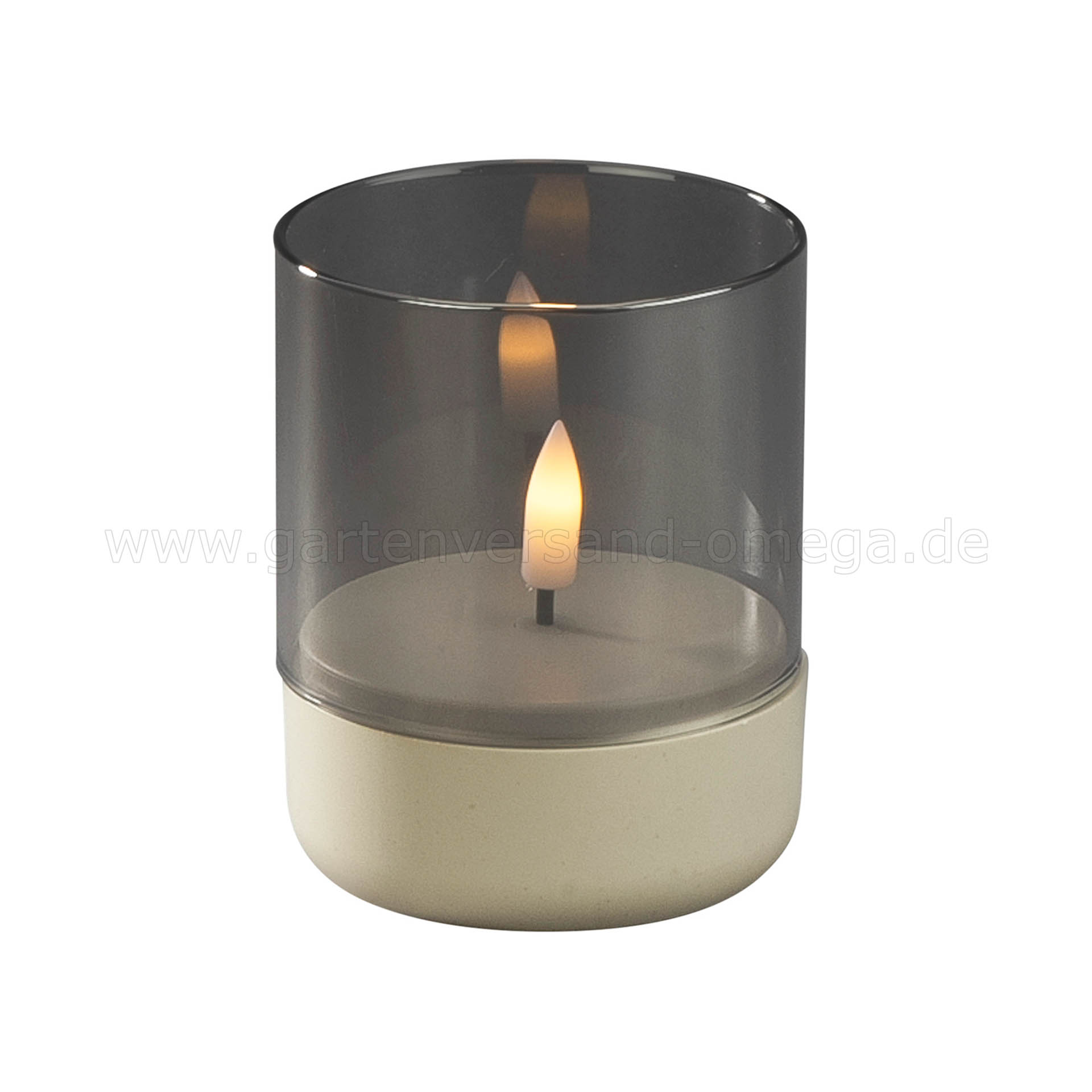 LED Kerze im Rauchglas Beige