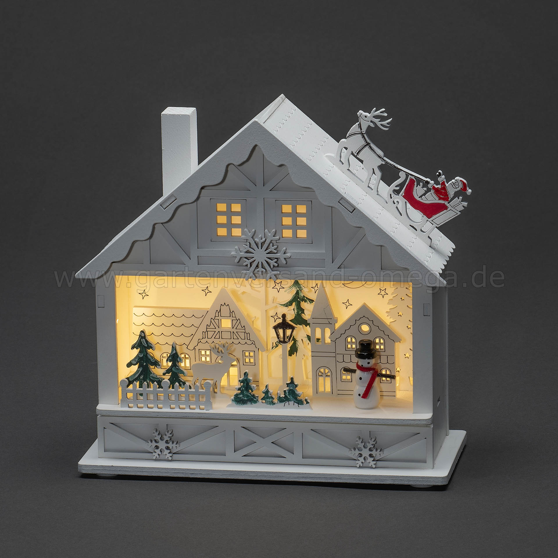 LED Holzsilhouette Haus Weihnachtsstadt