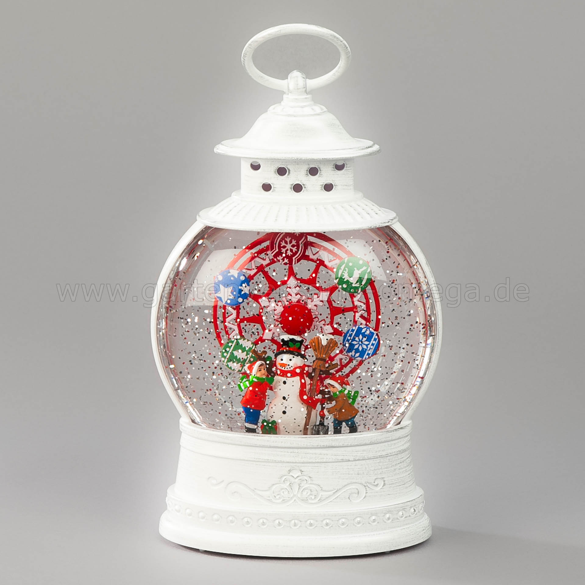 LED Wasserlaterne Schneemann mit Riesenrad rotierend - Wasserlaterne mit Timer