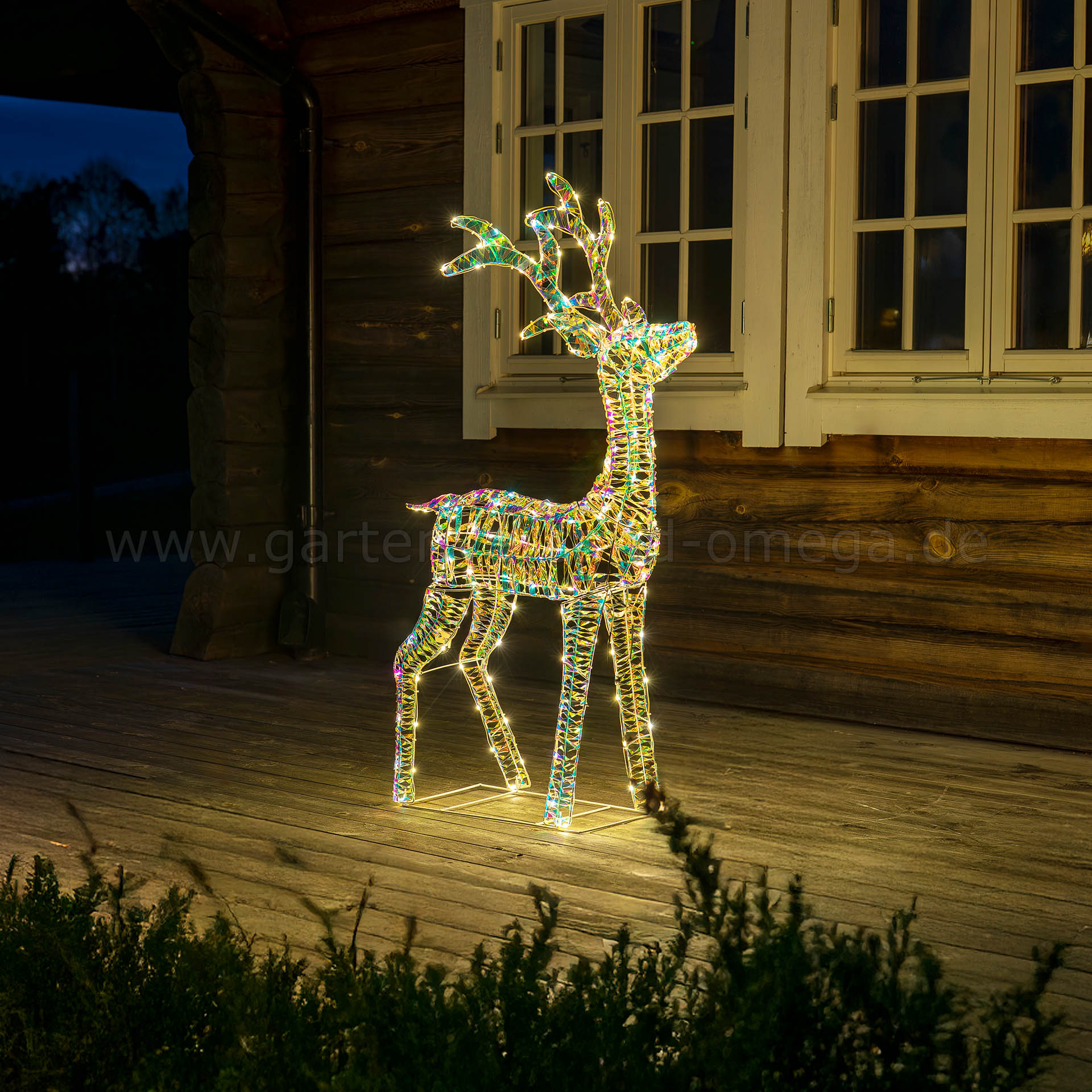LED Prismaband Rentier 130cm für Innen und Außen - Weihnachtsdeko bunt Garten