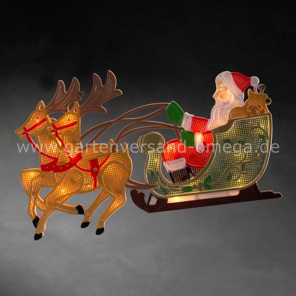 LED-Fensterbild Rentier mit Weihnachtsmann und Schlitten