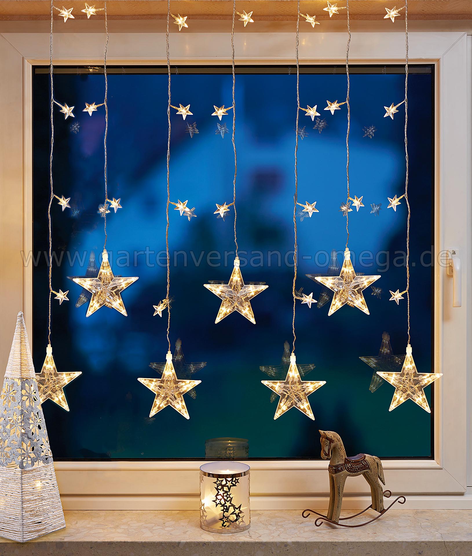 LED Schneeflocken Lichtervorhang Lichterkette Fenster Weihnachten Deko Vorhang 
