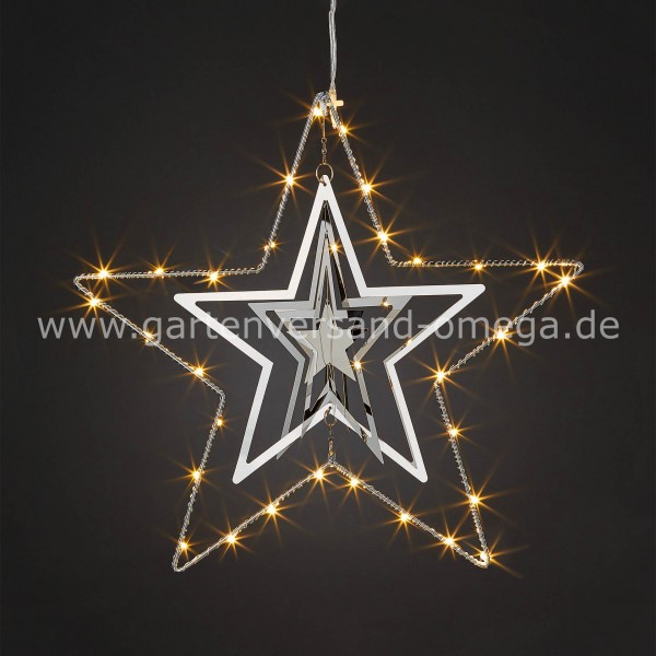 Holzstern mit 10 LEDs Stern mit Holygram SnowEra LED Dekoleuchte in warmweiß Weihnachtsdeko aus Holz FSC 100% Weihnachtsbeleuchtung für innen 