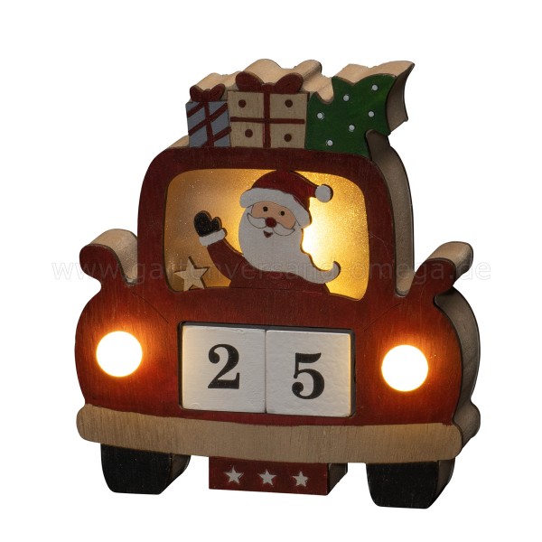 LED-Holzsilhouette Santa im Auto