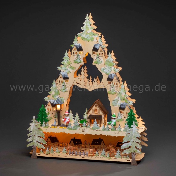 Weihnachtsdekoration LED-Holzpyramide Dorf