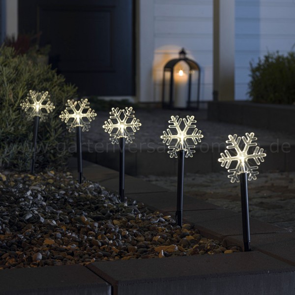 LED-Spießleuchte mit Schneeflocken - Weihnachtsaußenbeleuchtung