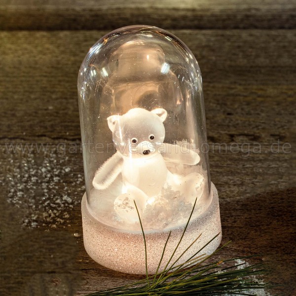 LED-Glocke mit Acryl-Bär - kleine Weihnachtsbeleuchtung