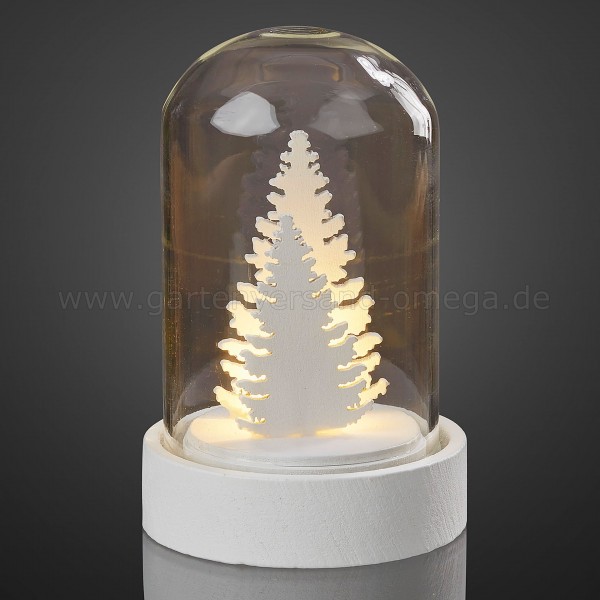 LED-Glasglocke mit Bäumen